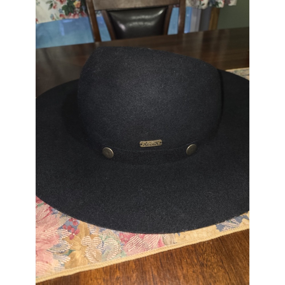 Adora Hat Womens One Size Black Wool Soft Felt Safari Outdoor Hat